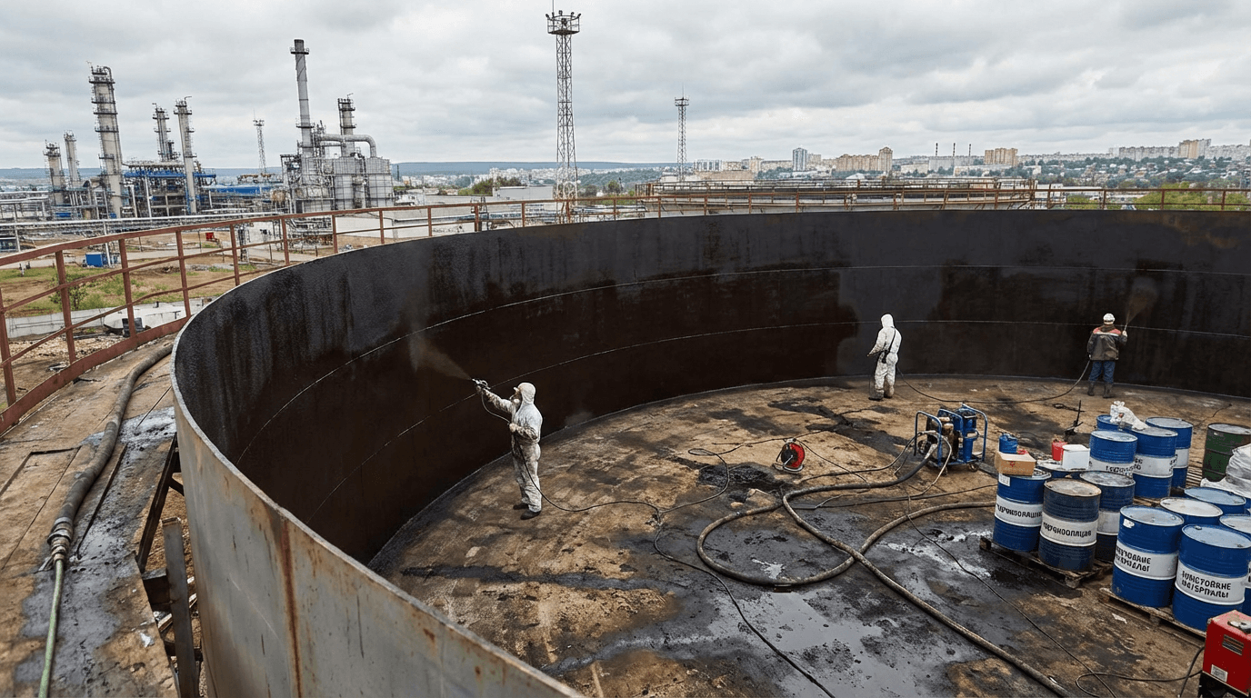 Гидроизоляция резервуаров и емкостей в Уфе: работа с нефтепродуктами